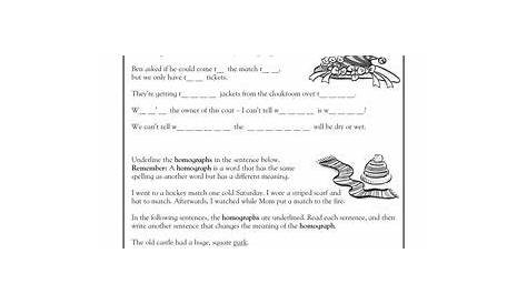 Homographs Worksheets Grade 2 - Thekidsworksheet