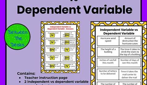 independent versus dependent variable worksheets