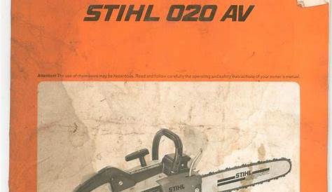 Stihl 020 AV Instruction Owners Manual Chainsaw