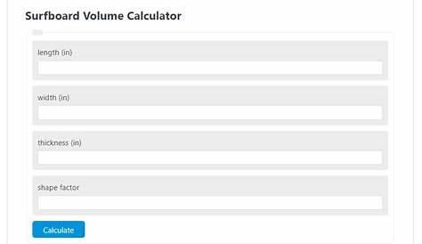surfboard volume calculator by dimensions