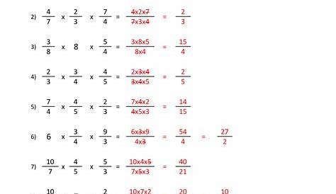 multiplication fractions worksheets with answers