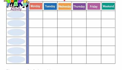 weekly behavior chart pdf