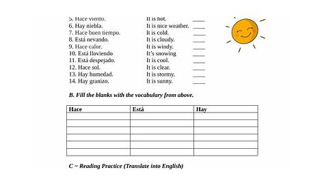 Spanish Weather Worksheet: El tiempo | Teaching Resources