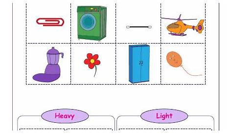 heavy and light worksheets