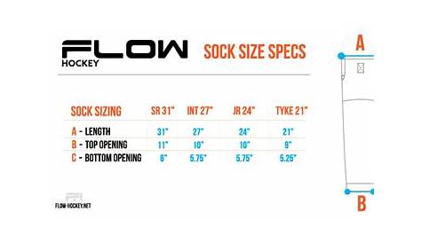 hockey sock size chart