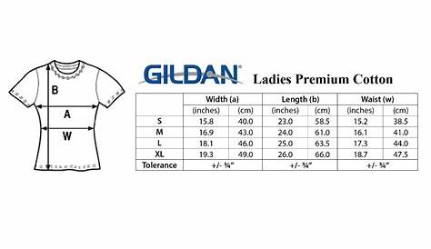 gildan cotton t shirt size chart