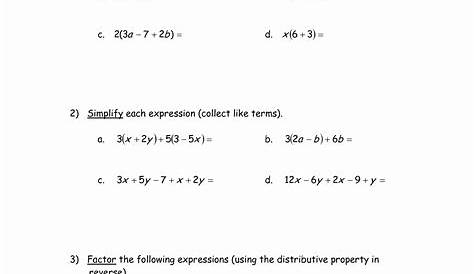 solving equations with distributive property worksheets