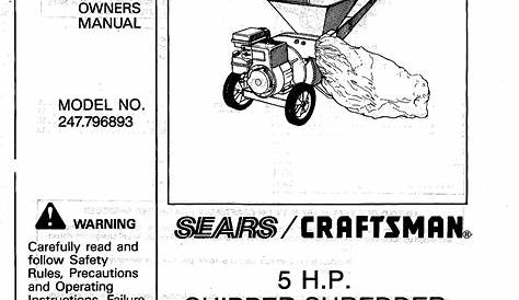 Craftsman 247796893 User Manual 5 H.P. CHIPPER SHREDDER Manuals And