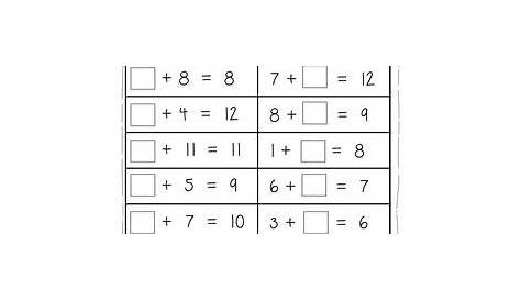 missing number addition and subtraction worksheets