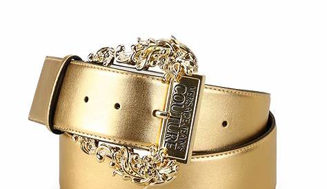Belts Versace Jeans Couture - Gold-tone baroque buckle leather belt
