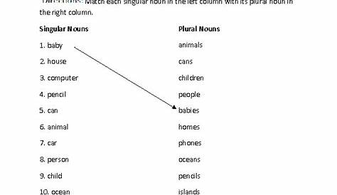 singular and plural nouns worksheets