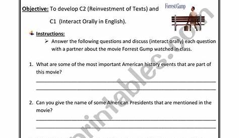 Forrest Gump Comprehension Questions - ESL worksheet by ESL2019
