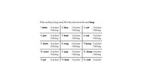 Long and Short Vowel Worksheet | phonetics | Vowel worksheets, Short