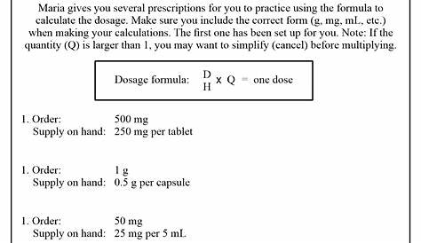 Printable Dosage Calculations Practice Problems