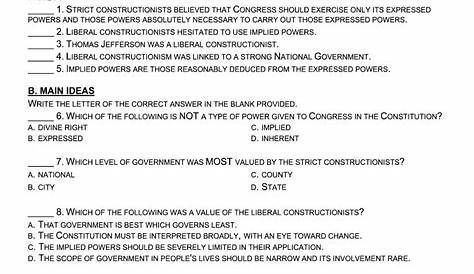 Powers of Congress Worksheet Answers Form - Fill Out and Sign Printable