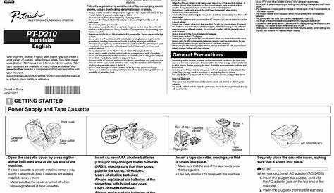 BROTHER P-TOUCH PT-D210 USER MANUAL Pdf Download | ManualsLib