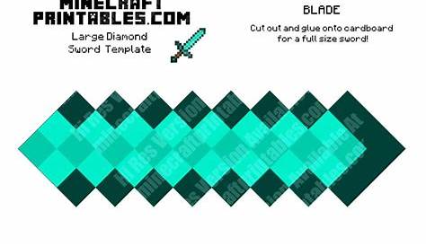 Diamond Sword - Printable Minecraft Diamond Sword Papercraft Template