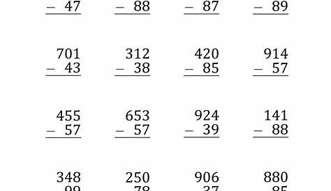 subtracting 2 two digit numbers worksheets