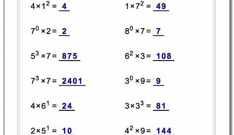 multiplication properties of exponents worksheet