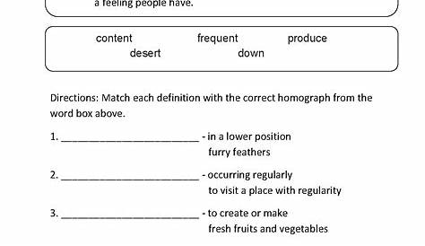 homographs worksheet grade 3