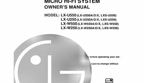 LG LX-U550A Owner's manual | Manualzz