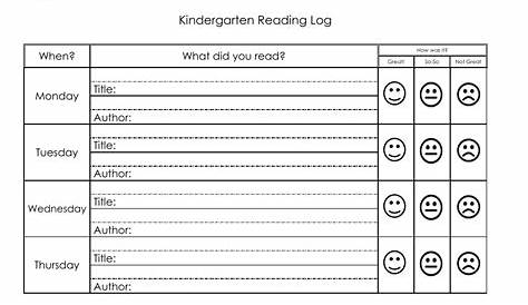 Kindergarten Reading Log Download Printable PDF | Templateroller