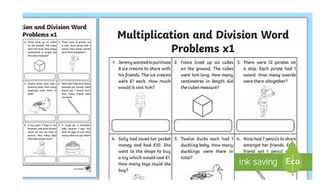 multiplication and division word problems worksheets