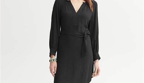 Banana Republic Belted Shirttail Dress in Black | Lyst