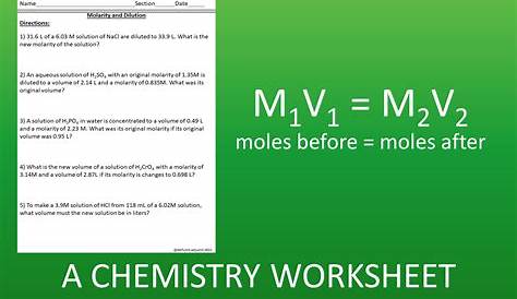 Calculating Molarity, Moles, And Volume: A Chemistry Worksheet Made By