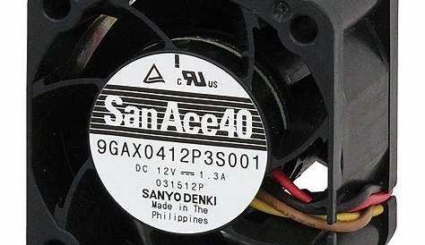 Axial Fan, San Ace 40 9GAX Series, 12 V, DC, 40 mm, 28 mm, 61 DBA, 28.6