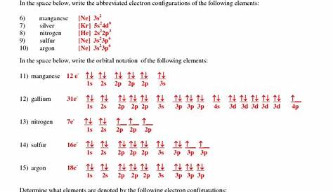 electron configuration worksheet 2 answer key