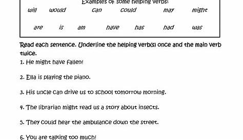 main helping verbs - helping verbs worksheet for grade 3 awesome