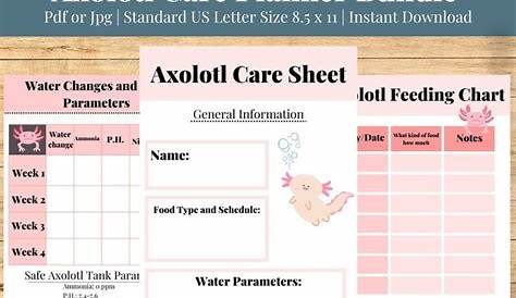 Axolotl Care Chart Printable Axolotl Care Planner Pet - Etsy in 2022