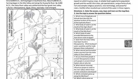 river valley civilizations worksheets answer key