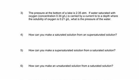 solubility and concentration worksheet answers