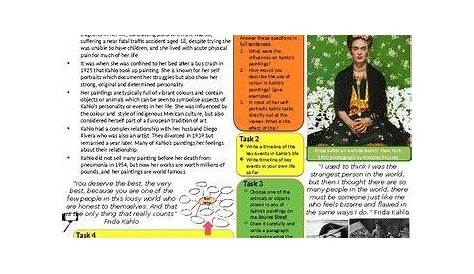 Frida Kahlo artist research and analysis worksheet | Personalized