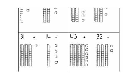 Basic 2-Digit Addition with Base Ten Blocks Worksheet | Teaching Resources