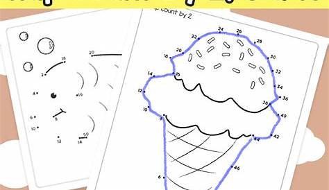Summer Dot to Dot Skip Counting Worksheets - by 2s, by 5s and by 10s