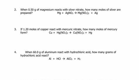 Mass To Mass Stoichiometry Worksheet Doc | worksheet