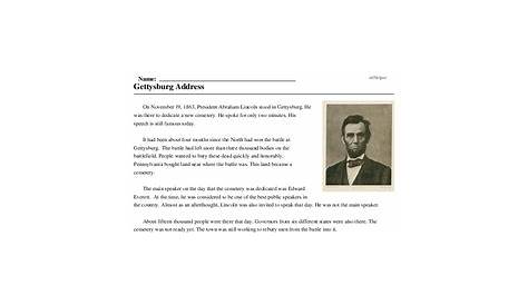 gettysburg address worksheets