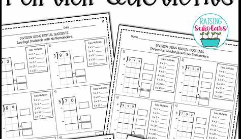 Partial Quotients Division Worksheet - Printable Word Searches