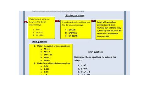 Rearranging Equations Worksheet - KS3 / GCSE | Teaching Resources