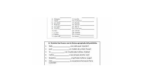Spanish Preterite Practice Sheet - No Prep -Printable -All preterites