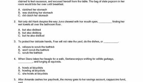 Parallel Structure, Exercise 3 Worksheet for 4th - 12th Grade | Lesson