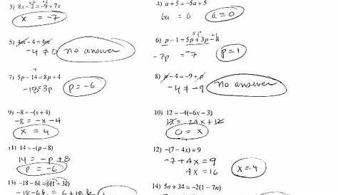 infinite algebra 1 one step equations worksheets answers