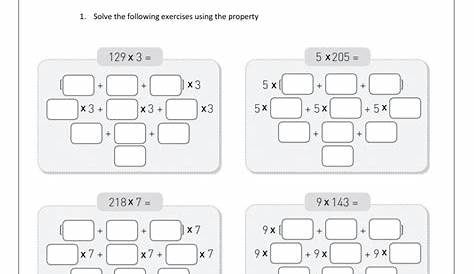 multiplication distributive property worksheet