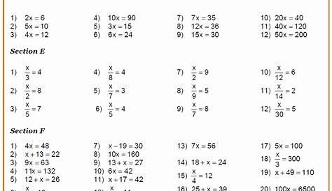 50 Linear Equations Worksheet Pdf