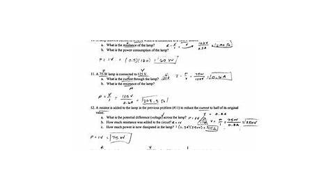 Ohm S Law And Power Equation Practice Worksheet Answers Breadandhearth