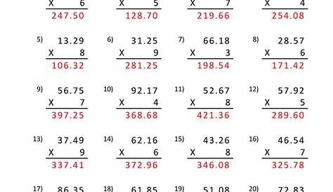 Multiplying Decimals By Single Digit Numbers Worksheet - Jack Cook's
