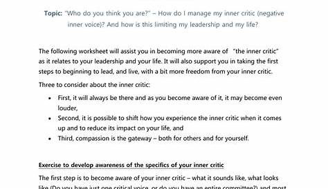 inner critic worksheet pdf